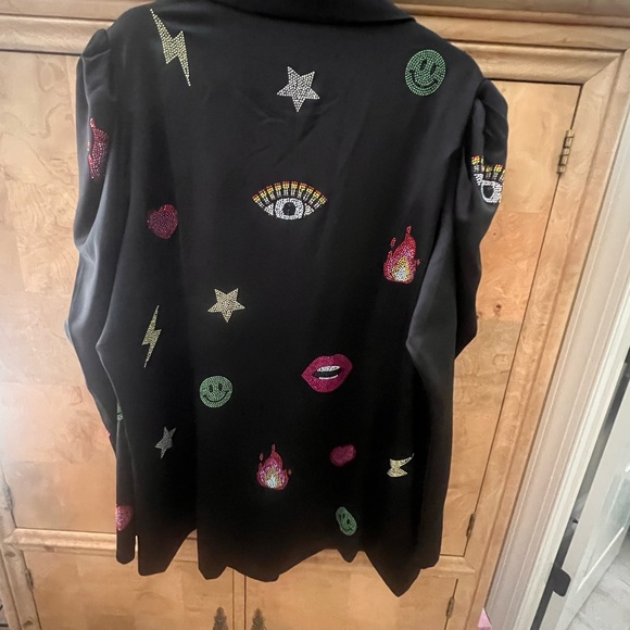 QUEEN OF SPARKLES Black Blazer with Colorful Embellishments - Picture 7 of 8